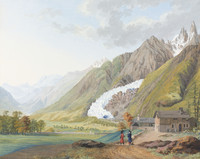 Veduta della valle di Chamonix e del ghiacciaio dei Bois